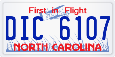 NC license plate DIC6107