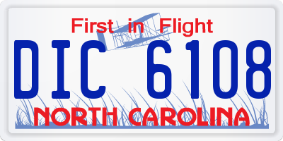NC license plate DIC6108