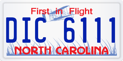 NC license plate DIC6111