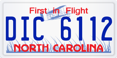 NC license plate DIC6112