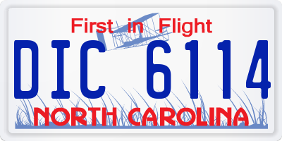 NC license plate DIC6114
