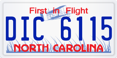 NC license plate DIC6115