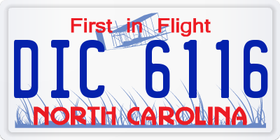 NC license plate DIC6116