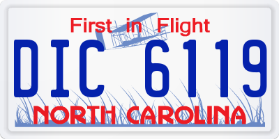 NC license plate DIC6119