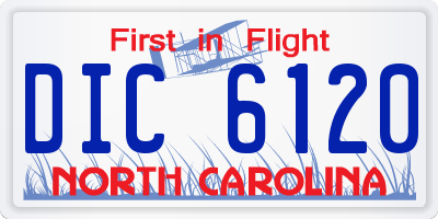 NC license plate DIC6120