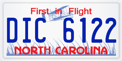 NC license plate DIC6122