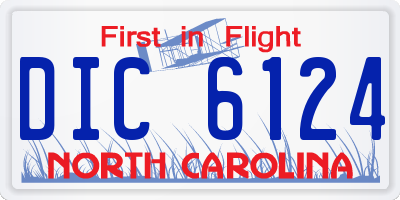 NC license plate DIC6124