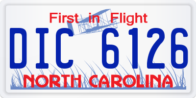 NC license plate DIC6126