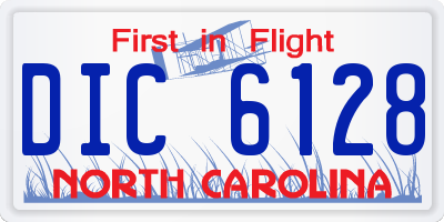 NC license plate DIC6128