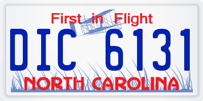 NC license plate DIC6131