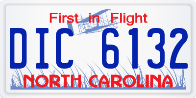 NC license plate DIC6132