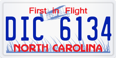 NC license plate DIC6134
