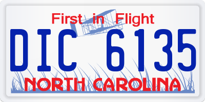 NC license plate DIC6135
