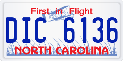 NC license plate DIC6136