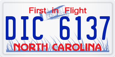NC license plate DIC6137