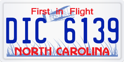NC license plate DIC6139