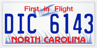 NC license plate DIC6143