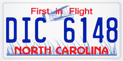 NC license plate DIC6148