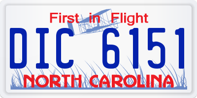 NC license plate DIC6151