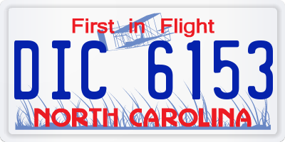NC license plate DIC6153