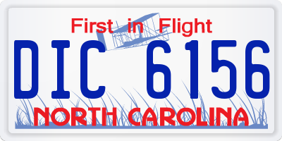 NC license plate DIC6156