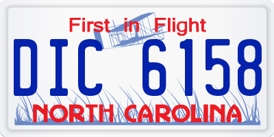 NC license plate DIC6158