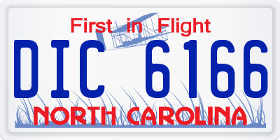 NC license plate DIC6166