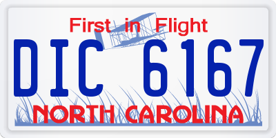 NC license plate DIC6167