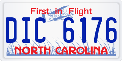 NC license plate DIC6176