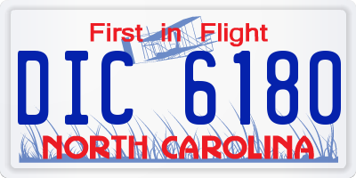 NC license plate DIC6180
