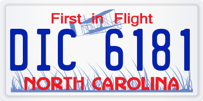 NC license plate DIC6181