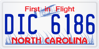 NC license plate DIC6186