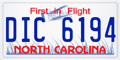 NC license plate DIC6194