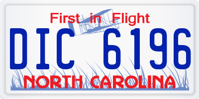 NC license plate DIC6196