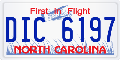 NC license plate DIC6197