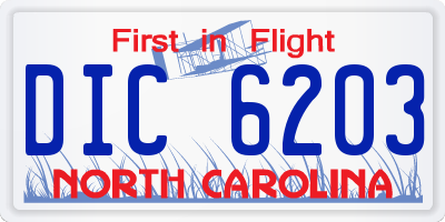 NC license plate DIC6203