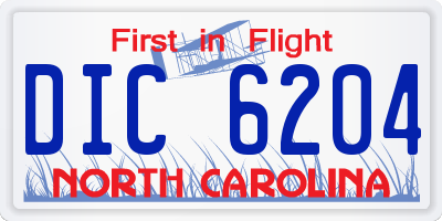 NC license plate DIC6204