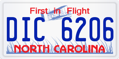 NC license plate DIC6206