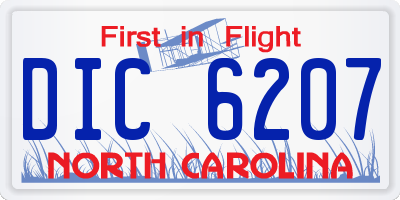 NC license plate DIC6207