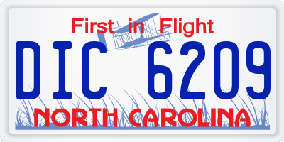 NC license plate DIC6209