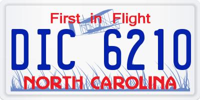 NC license plate DIC6210