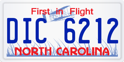 NC license plate DIC6212