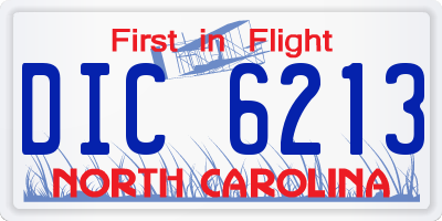 NC license plate DIC6213