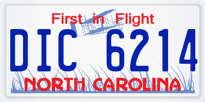 NC license plate DIC6214
