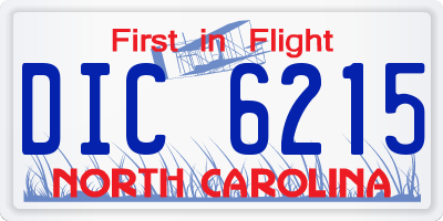 NC license plate DIC6215