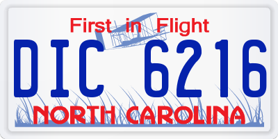 NC license plate DIC6216