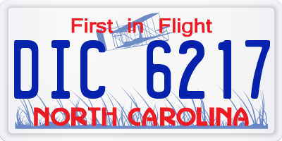 NC license plate DIC6217