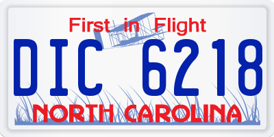 NC license plate DIC6218