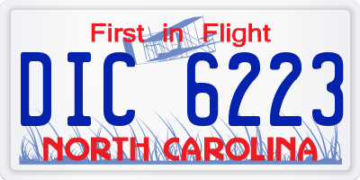 NC license plate DIC6223