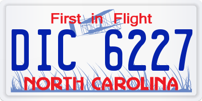NC license plate DIC6227